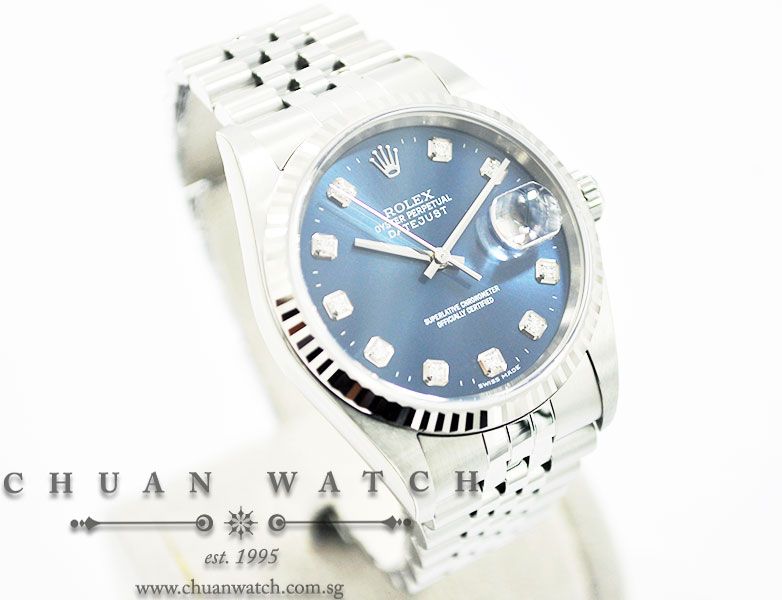 Rolex Gents DateJust 36mm 16234 Blue Sunburst Diamonds - Discontinued - Image 3