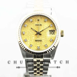 Rolex Boys DateJust 31mm 68273 Champagne Jubilee Diamonds - Discontinued
