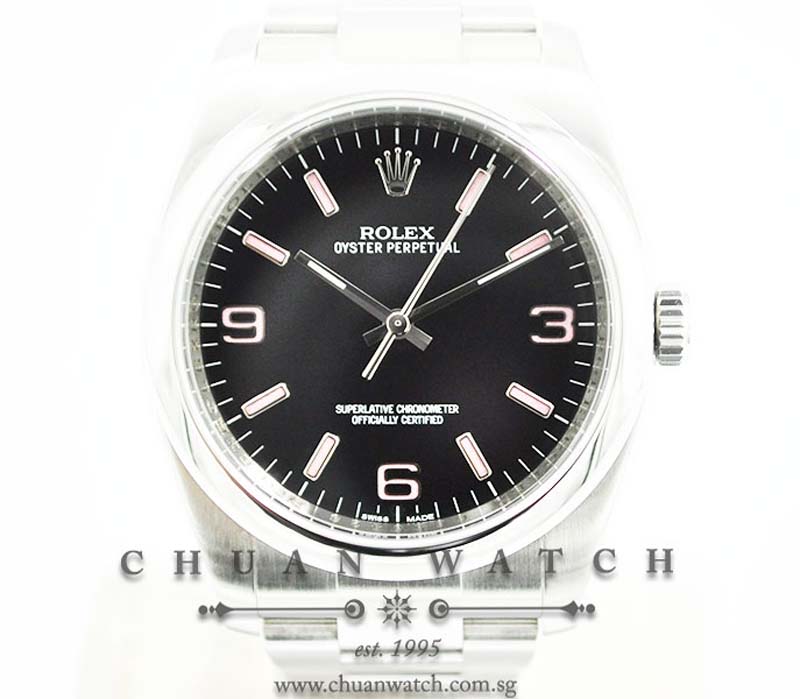 Rolex Gents Oyster Perpetual 36mm 116000 Black Pink Index 3.6.9.