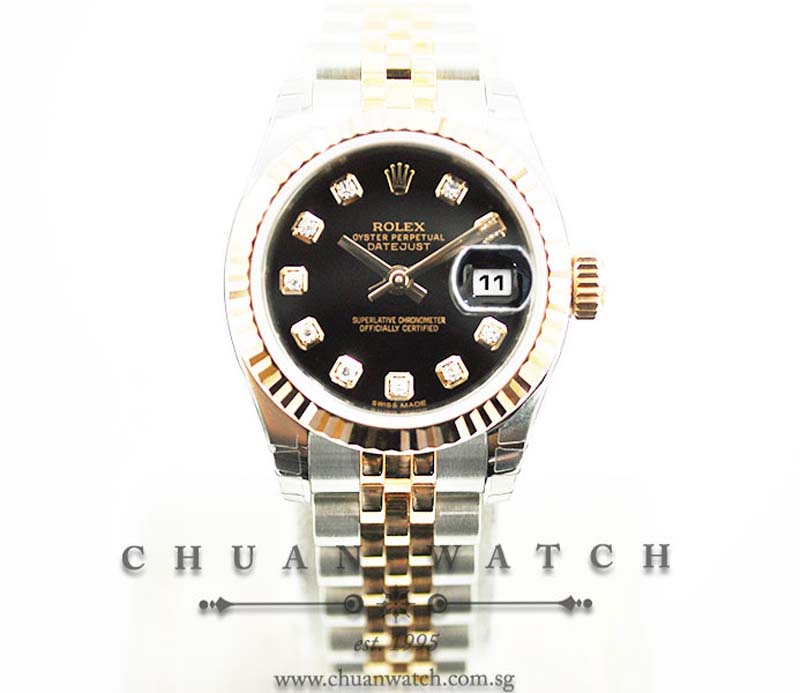 Rolex Ladies DateJust 26mm 179171 Black Diamonds - Discontinued