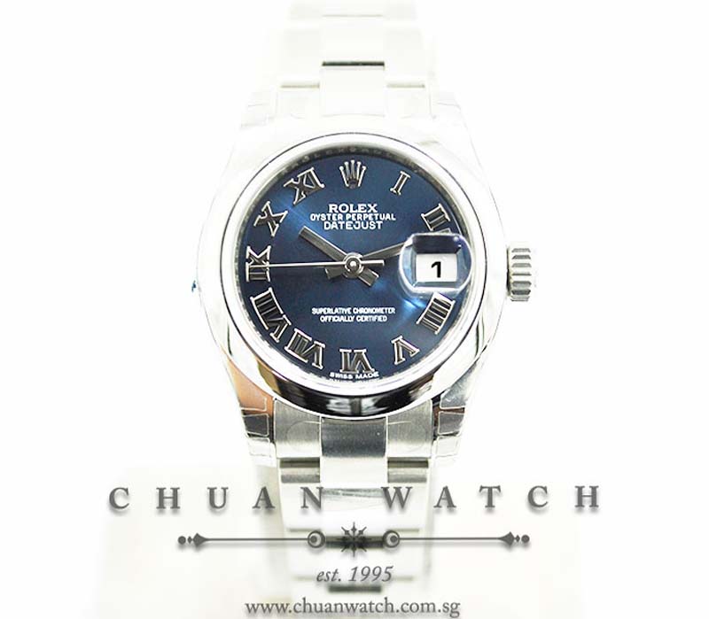 Rolex Ladies DateJust 26mm 179160 Blue Sunburst Roman - Discontinued