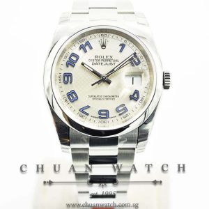 Rolex Gents DateJust 36mm 116200 Silver Deco Blue Arabic