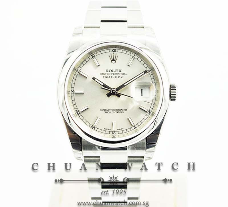 Rolex Gents DateJust 36mm 116200 Silver Sunburst Index