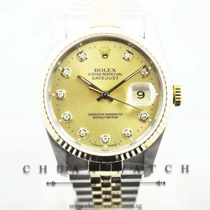 Rolex Gents DateJust 36mm 16233 Champagne Sunburst Diamonds - Discontinued