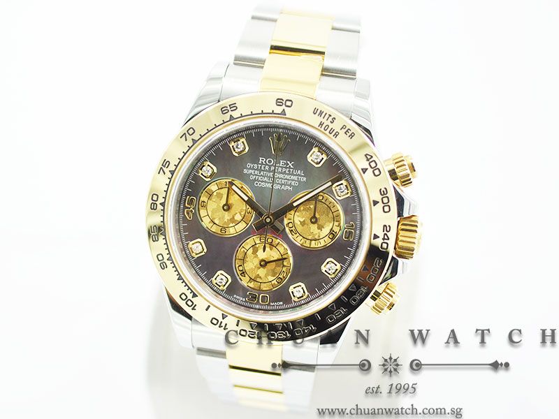 Rolex Cosmograph Daytona Two-Tone 116503 Black MOP Gold Crystal Diamonds - Image 2