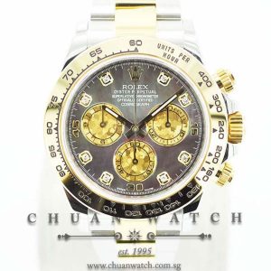 Rolex Cosmograph Daytona Two-Tone 116503 Black MOP Gold Crystal Diamonds