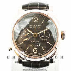 Panerai Radiomir 1940 Chrono Monopulsante 8-Days GMT Oro Rosso Rose Gold Pam 502 P - Limited Edition of 300 Pieces Only