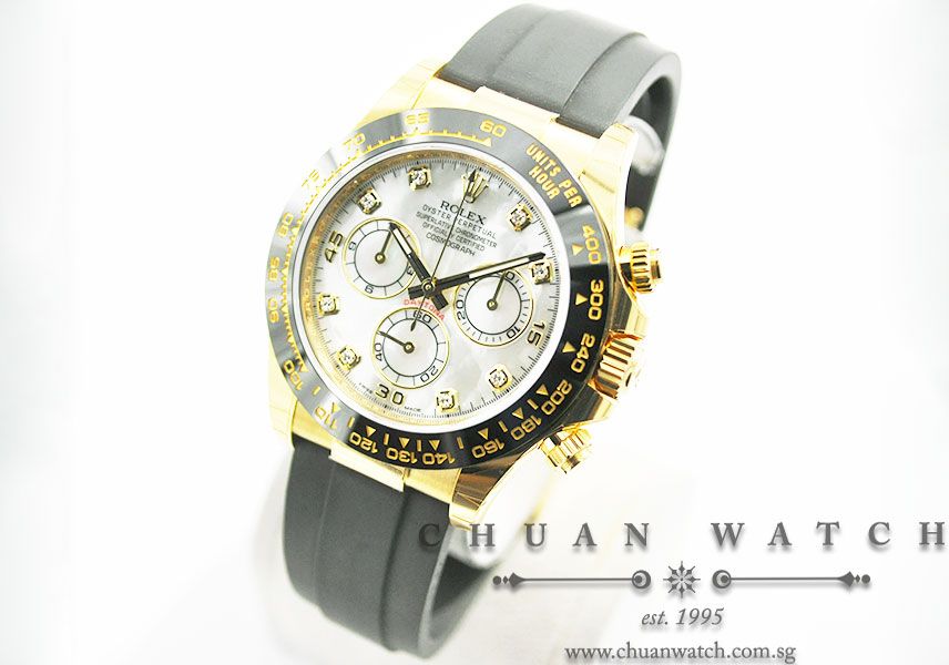 Rolex Cosmograph Daytona Yellow Gold Oysterflex 116518LN White MOP Diamonds - Image 2