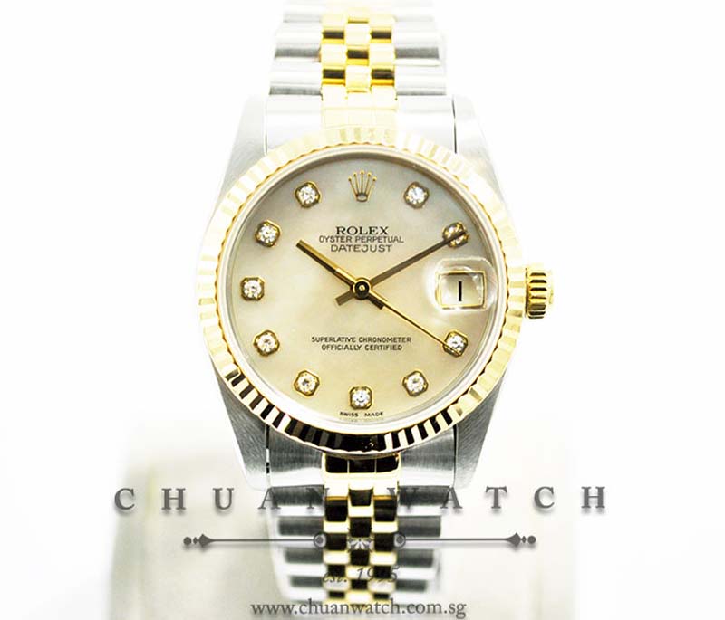 Rolex Boys DateJust 31mm 68273 White MOP Diamonds - Discontinued