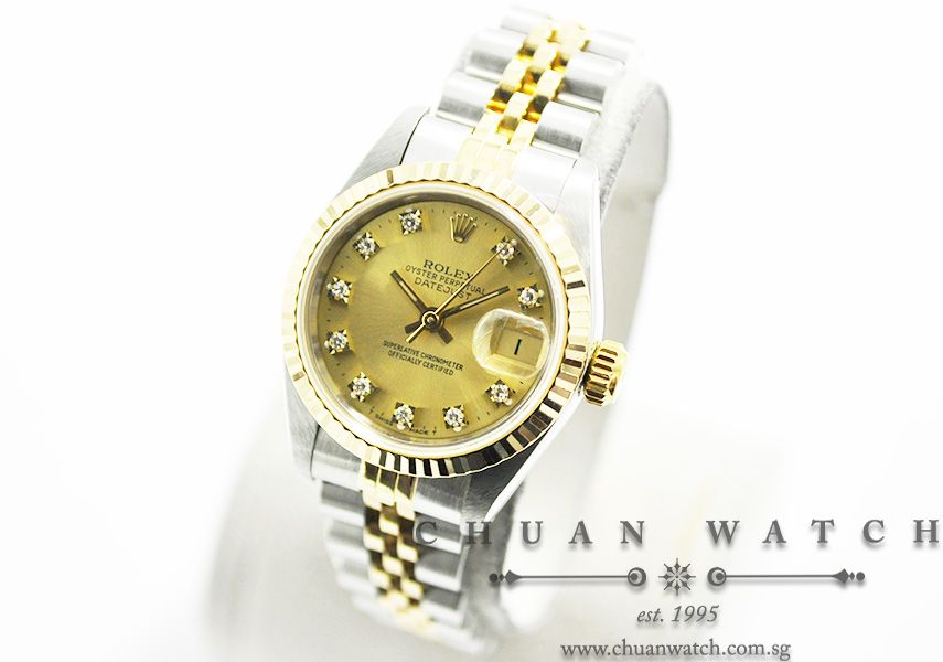 Rolex Ladies DateJust 26mm 69173 Champagne Sunburst Diamonds - Discontinued - Image 2