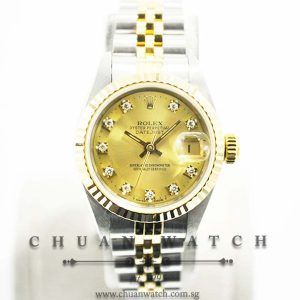 Rolex Ladies DateJust 26mm 69173 Champagne Sunburst Diamonds - Discontinued