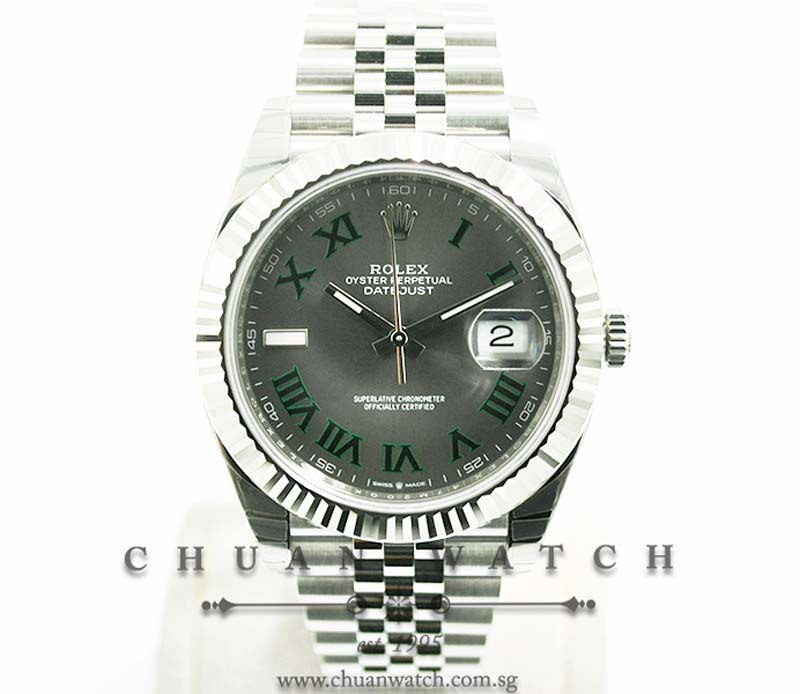 Rolex DateJust 41 126334 Slate Green Painted Roman