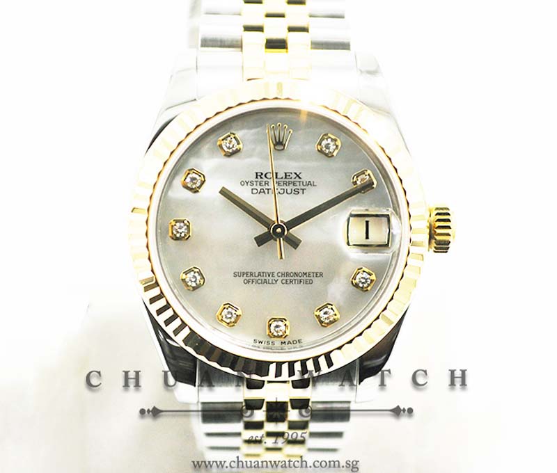 Rolex Boys DateJust 31mm 178273 White MOP Diamonds