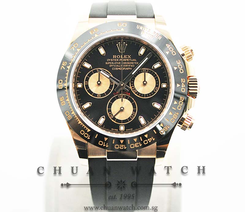 Rolex Cosmograph Daytona Everose Oysterflex 116515LN Black Index