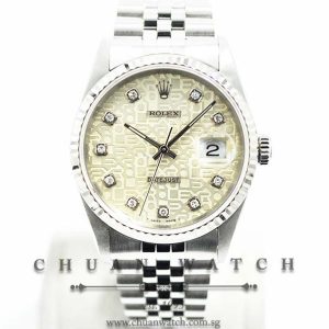 Rolex Gents DateJust 36mm 16234 Silver Jubilee Diamonds - Discontinued
