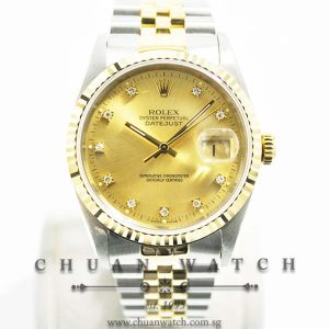 Rolex Gents DateJust 36mm 16233 Champagne Sunburst Diamonds - Discontinued