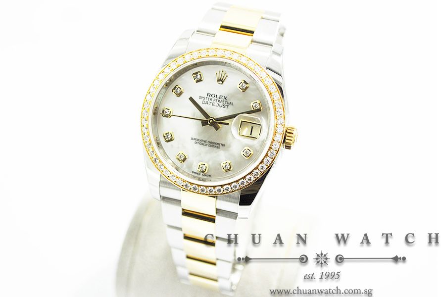 Rolex Gents DateJust Two-Tone 36mm 116243 White MOP Diamonds - Image 2