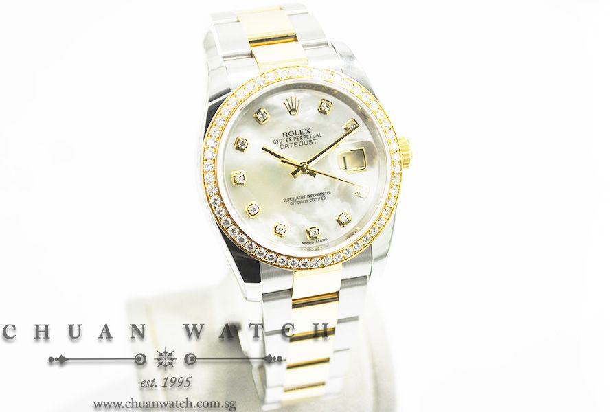 Rolex Gents DateJust Two-Tone 36mm 116243 White MOP Diamonds - Image 3