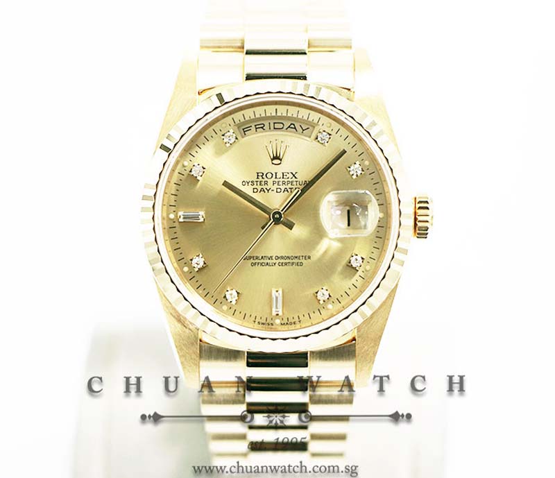 Rolex Day-Date President Yellow Gold 36mm 18238 Champagne Sunburst Diamonds - Discontinued