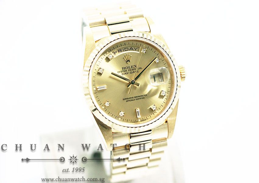 Rolex Day-Date President Yellow Gold 36mm 18238 Champagne Sunburst Diamonds - Discontinued - Image 3