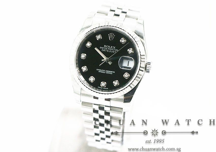Rolex Gents DateJust 36mm 116234 Black Diamonds - Discontinued - Image 2