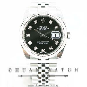 Rolex Gents DateJust 36mm 116234 Black Diamonds - Discontinued