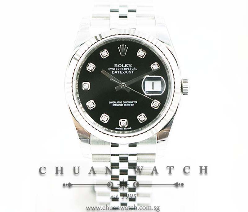 Rolex Gents DateJust 36mm 116234 Black Diamonds - Discontinued