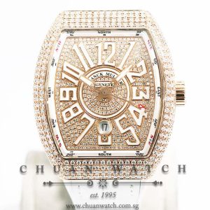 Franck Muller Vanguard Rose Gold Custom Pave-Set Diamonds V 45 SC DT 5N NR
