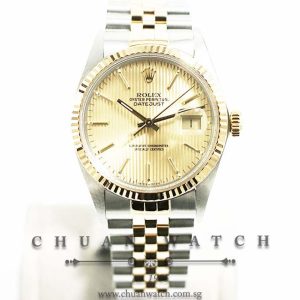 Rolex Vintage Gents DateJust Two-Tone 36mm 16013 Champagne Tapestry Index - Discontinued