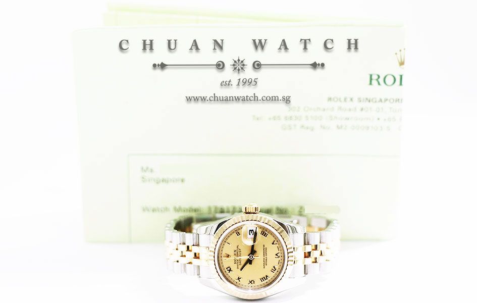 Rolex Ladies DateJust Two-Tone 26mm 179173 Champagne Sunburst Roman - Discontinued - Image 5