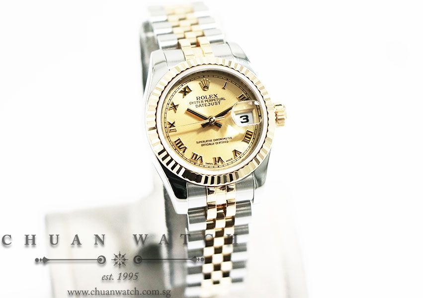 Rolex Ladies DateJust Two-Tone 26mm 179173 Champagne Sunburst Roman - Discontinued - Image 3