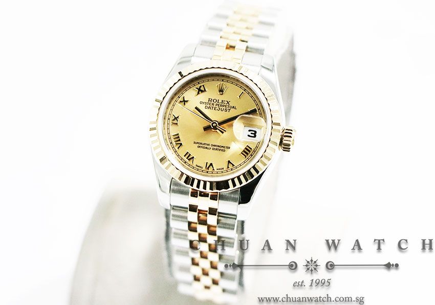 Rolex Ladies DateJust Two-Tone 26mm 179173 Champagne Sunburst Roman - Discontinued - Image 2