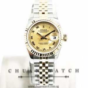 Rolex Ladies DateJust Two-Tone 26mm 179173 Champagne Sunburst Roman - Discontinued