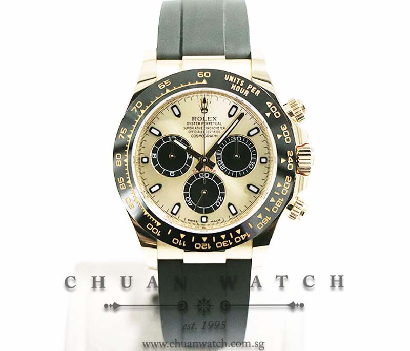 Rolex Cosmograph Daytona Yellow Gold Oysterflex 116518LN Champagne Panda