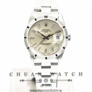 Rolex Gents Oyster Perpetual Date 34mm 15210 Silver Sunburst Index - Discontinued