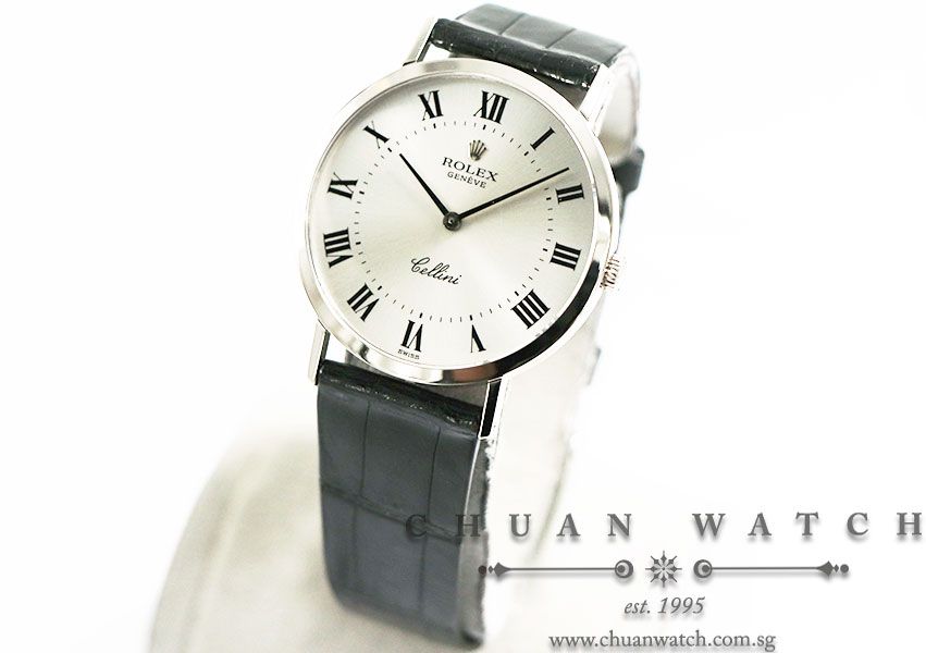 Rolex Vintage Ladies Cellini White Gold 32mm 4112/9 Silver Painted Roman - Discontinued - Image 2