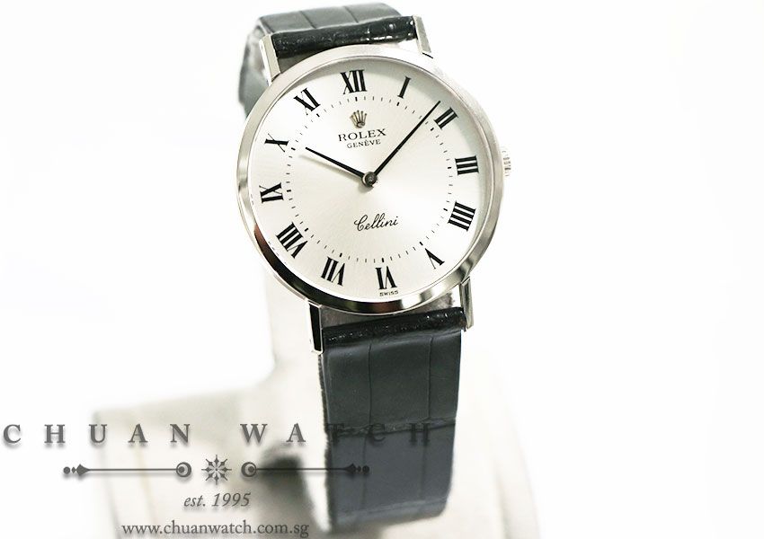 Rolex Vintage Ladies Cellini White Gold 32mm 4112/9 Silver Painted Roman - Discontinued - Image 3