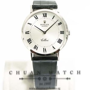 Rolex Vintage Ladies Cellini White Gold 32mm 4112/9 Silver Painted Roman - Discontinued