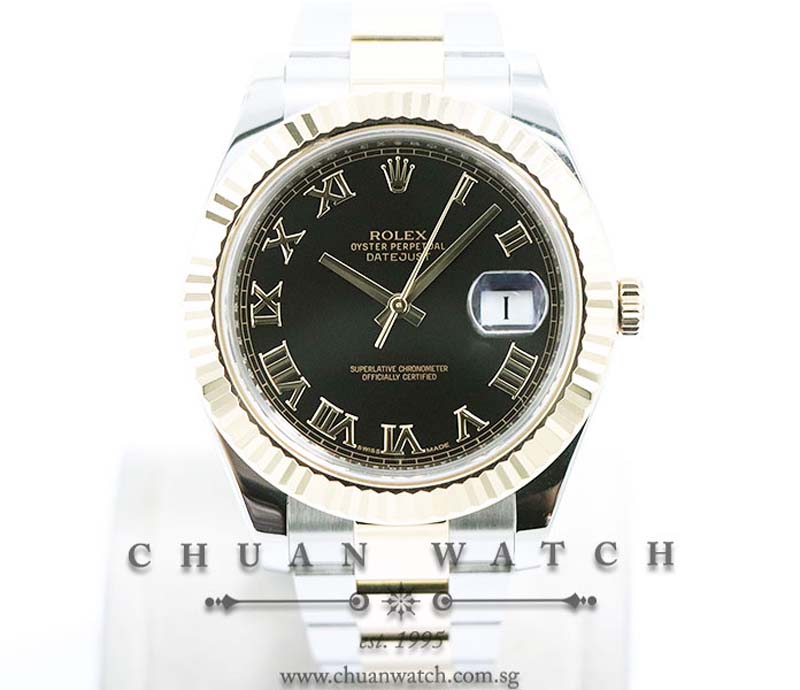 Rolex DateJust II Two-Tone 41mm 116333 Black Roman - Discontinued
