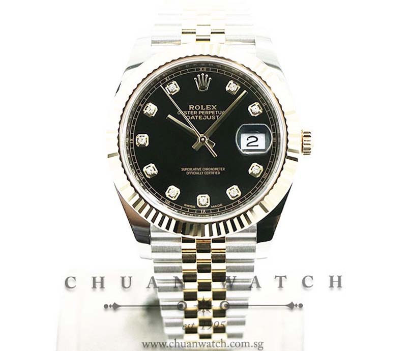 Rolex DateJust 41 Two-Tone 126333 Black Diamonds