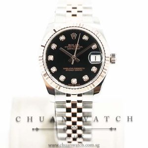 Rolex Boys DateJust Two-Tone 31mm 178271 Black Diamonds - Discontinued