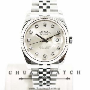 Rolex Gents DateJust 36mm 116234 Silver Sunburst Diamonds - Discontinued