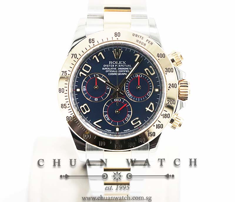 Rolex Cosmograph Daytona Two-Tone 116523 Racing Blue Arabic - Discontinued Reference and Dial
