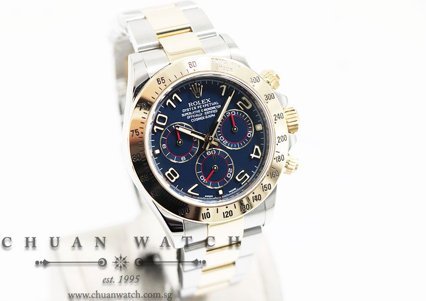 Rolex Cosmograph Daytona Two-Tone 116523 Racing Blue Arabic - Discontinued Reference and Dial - Image 3