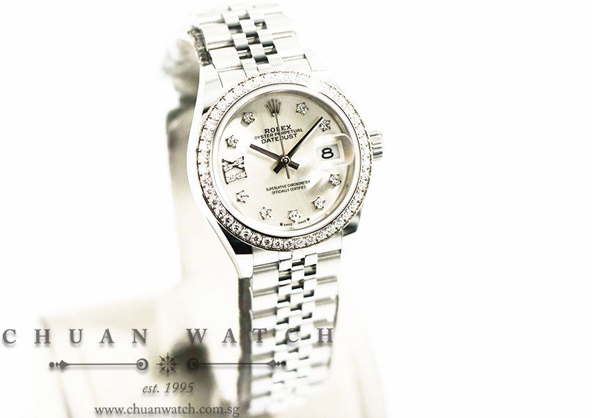 Rolex Lady-DateJust 28mm 279384RBR Silver IX Diamonds - Image 3