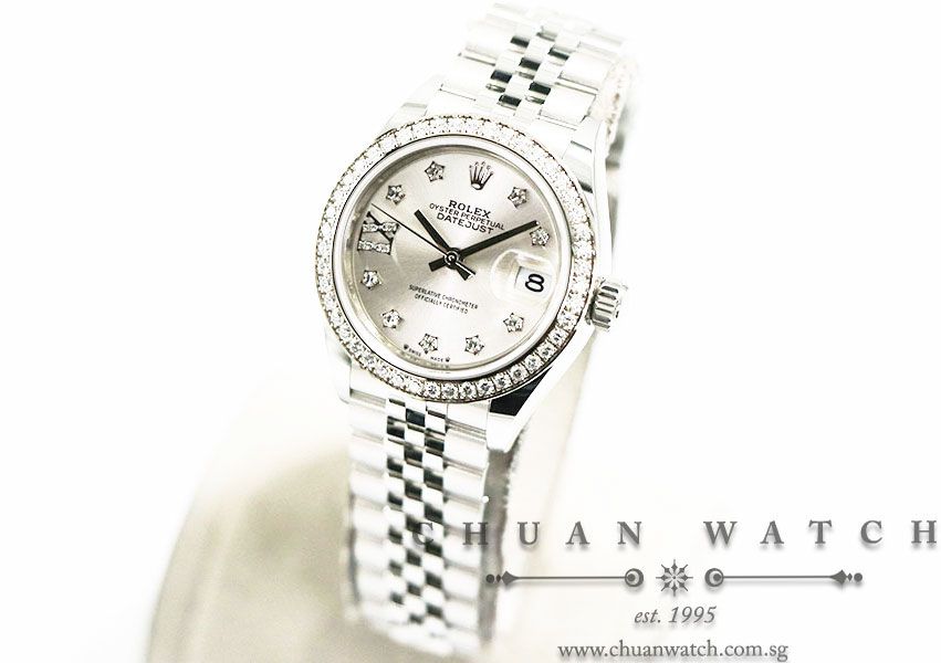 Rolex Lady-DateJust 28mm 279384RBR Silver IX Diamonds - Image 2