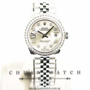 Rolex Lady-DateJust 28mm 279384RBR Silver IX Diamonds