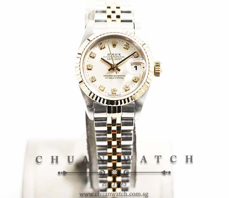 Rolex Ladies DateJust Two-Tone 26mm 69173 Silver Sunburst Diamonds - Discontinued