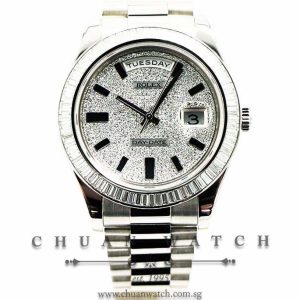Rolex Day-Date II President White Gold 41mm 218399BR Paved Enamel Black Index - Discontinued