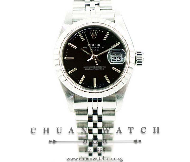 Rolex Ladies Oyster Perpetual Date 26mm 79240 Black Index - Discontinued